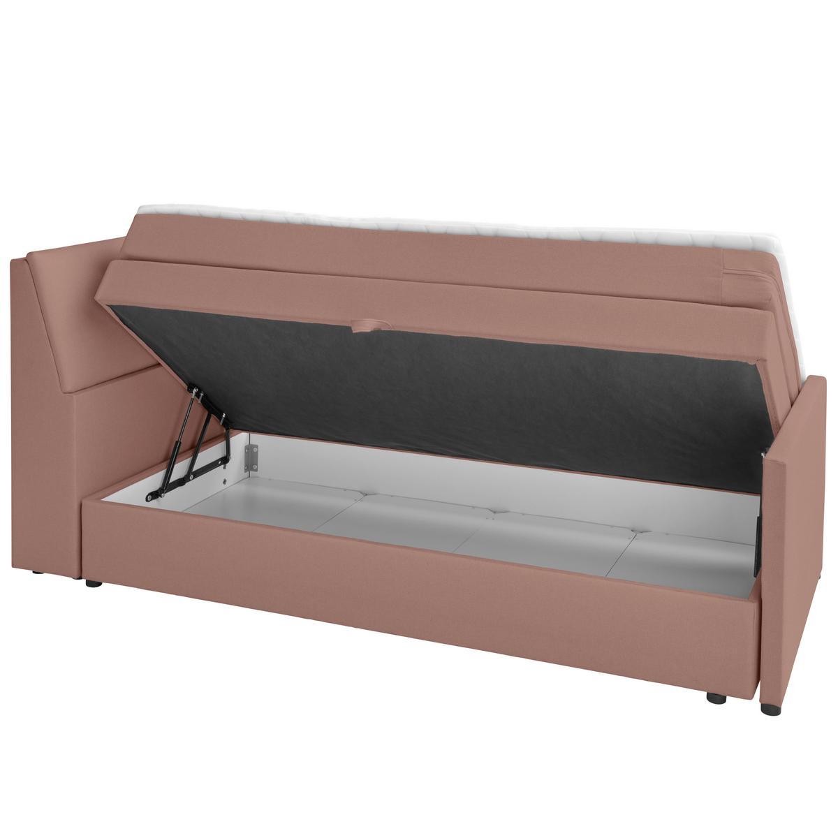 Boxspringbett Mit Bettkasten Nida 120x200 Cm Altrosa - Altrosa/Schwarz, MODERN, Holz/Textil (120/200cm) - MID.YOU