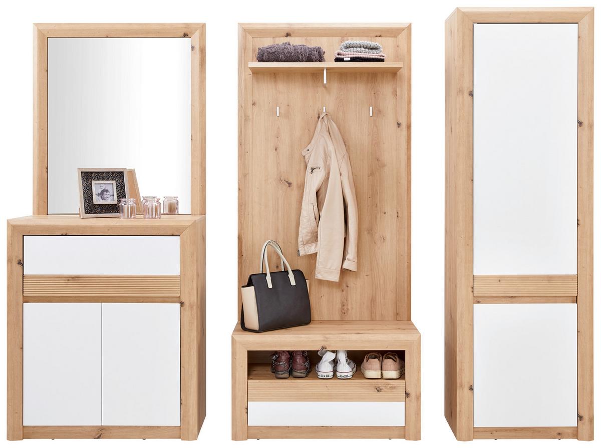 Garderoben-Set Kashmir New Weiß/Eiche Dekor 5--Teilig. - Eichefarben/Weiß, MODERN, Holzwerkstoff (228/192/41cm) - James Wood