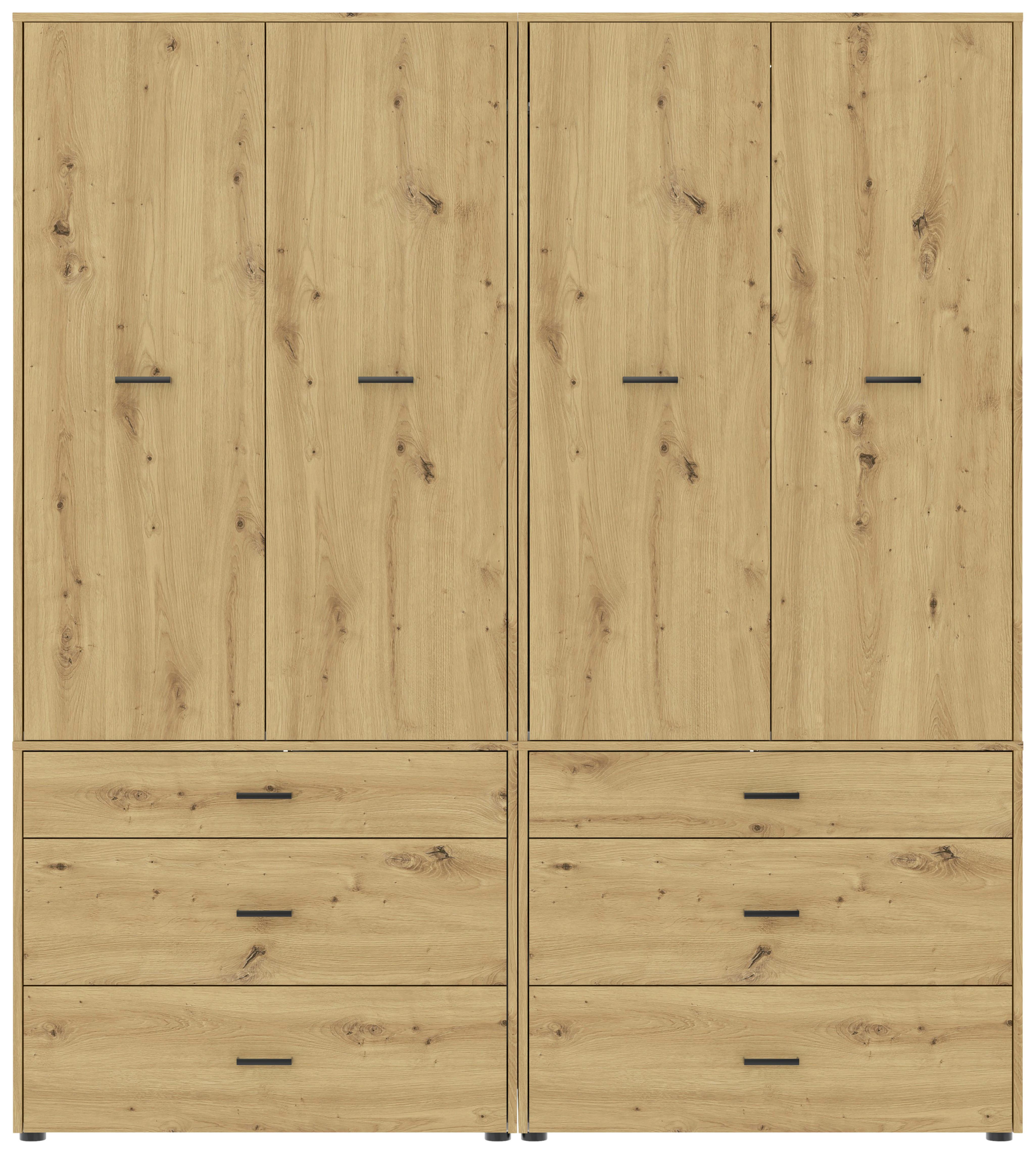 Kleiderschrank Kivo Eiche Artisan Dekor, B: 180 cm - Eiche Artisan, Basics, Holzwerkstoff (180/199,6/52,1cm)