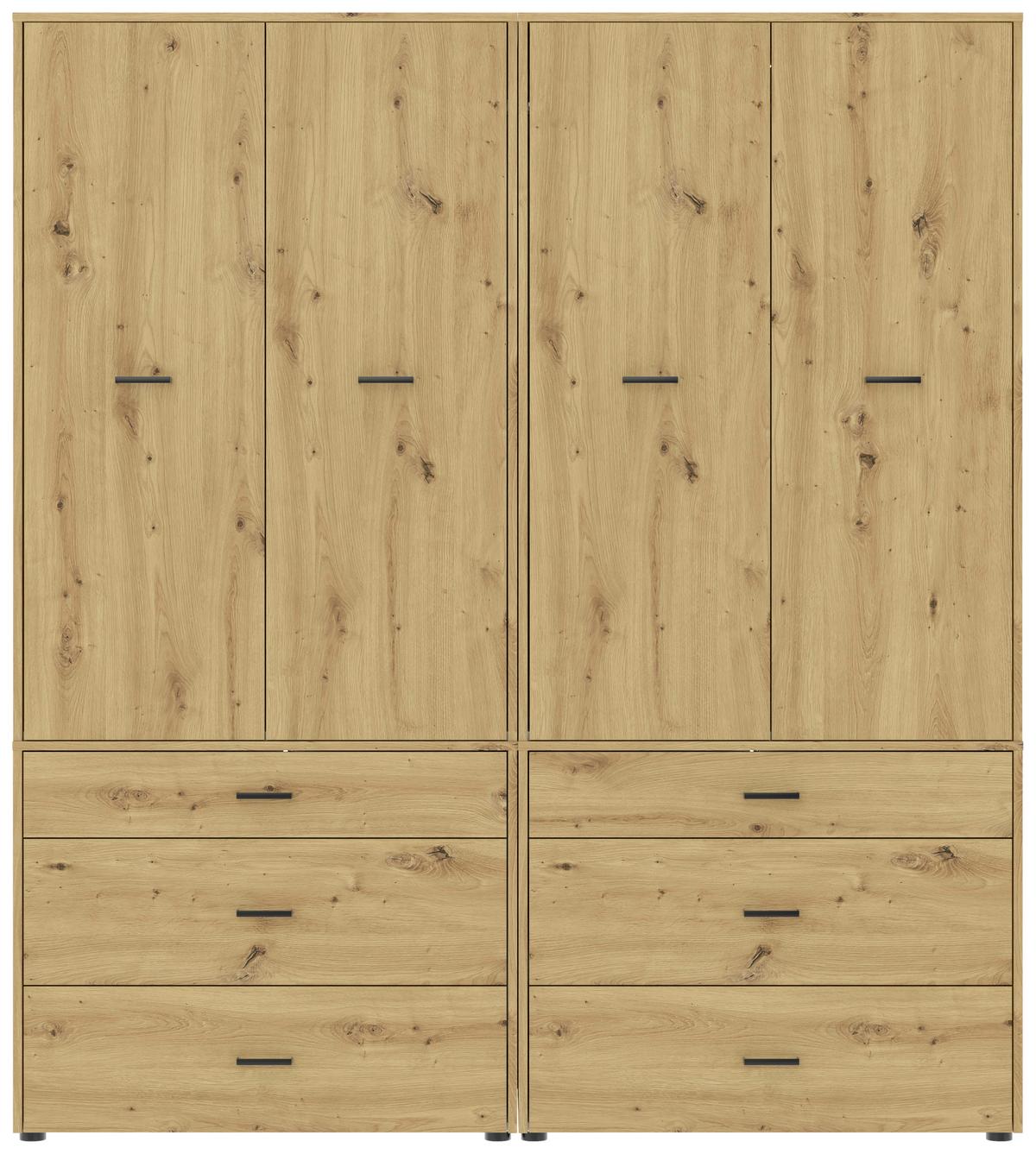 Kleiderschrank Kivo Eiche Artisan Dekor, B: 180 cm - Eiche Artisan, Basics, Holzwerkstoff (180/199,6/52,1cm)