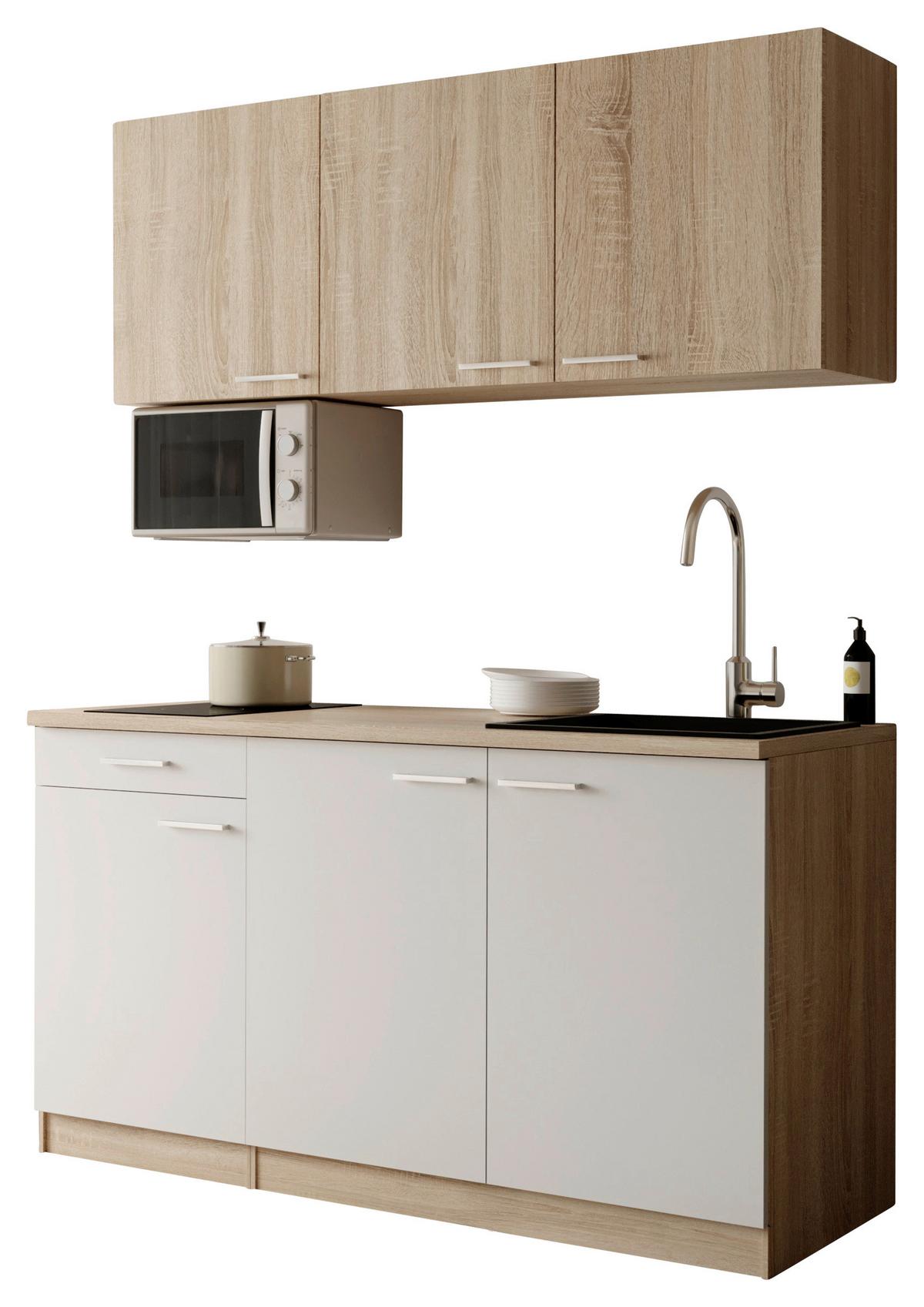 MINIKÜCHE Ingrid, Weiß B: 150 cm - Eichefarben/Weiß, Design, Holzwerkstoff (150cm) - Respekta