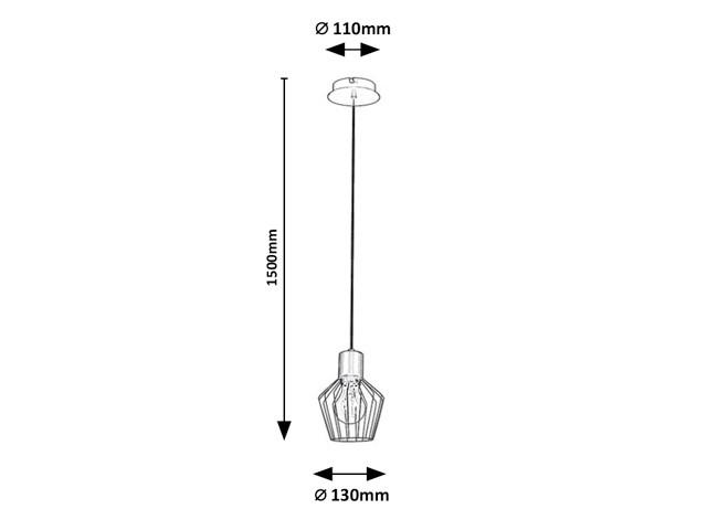 Függőlámpa Belano - fekete, fém (150/13/13cm)
