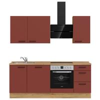 Küchenleerblock Easytouch High-Line, H5 Rechts - Eichefarben/Rot, MODERN, Holzwerkstoff (210cm) - Nobilia