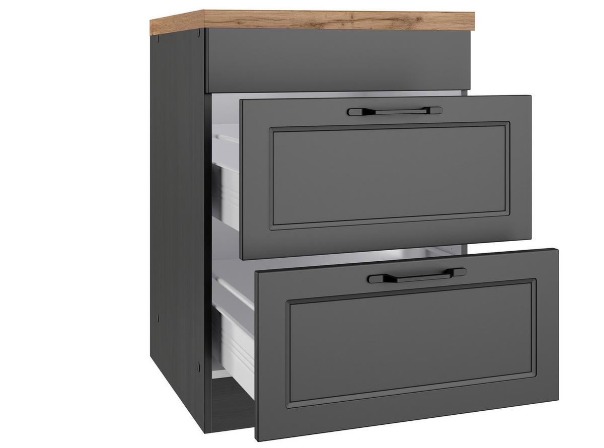 Kochfeldumbauschrank Meran B: 60 cm Grau/Eiche Dekor - Eiche Wotan/Grau, LIFESTYLE, Holzwerkstoff (60/86/60cm) - Held