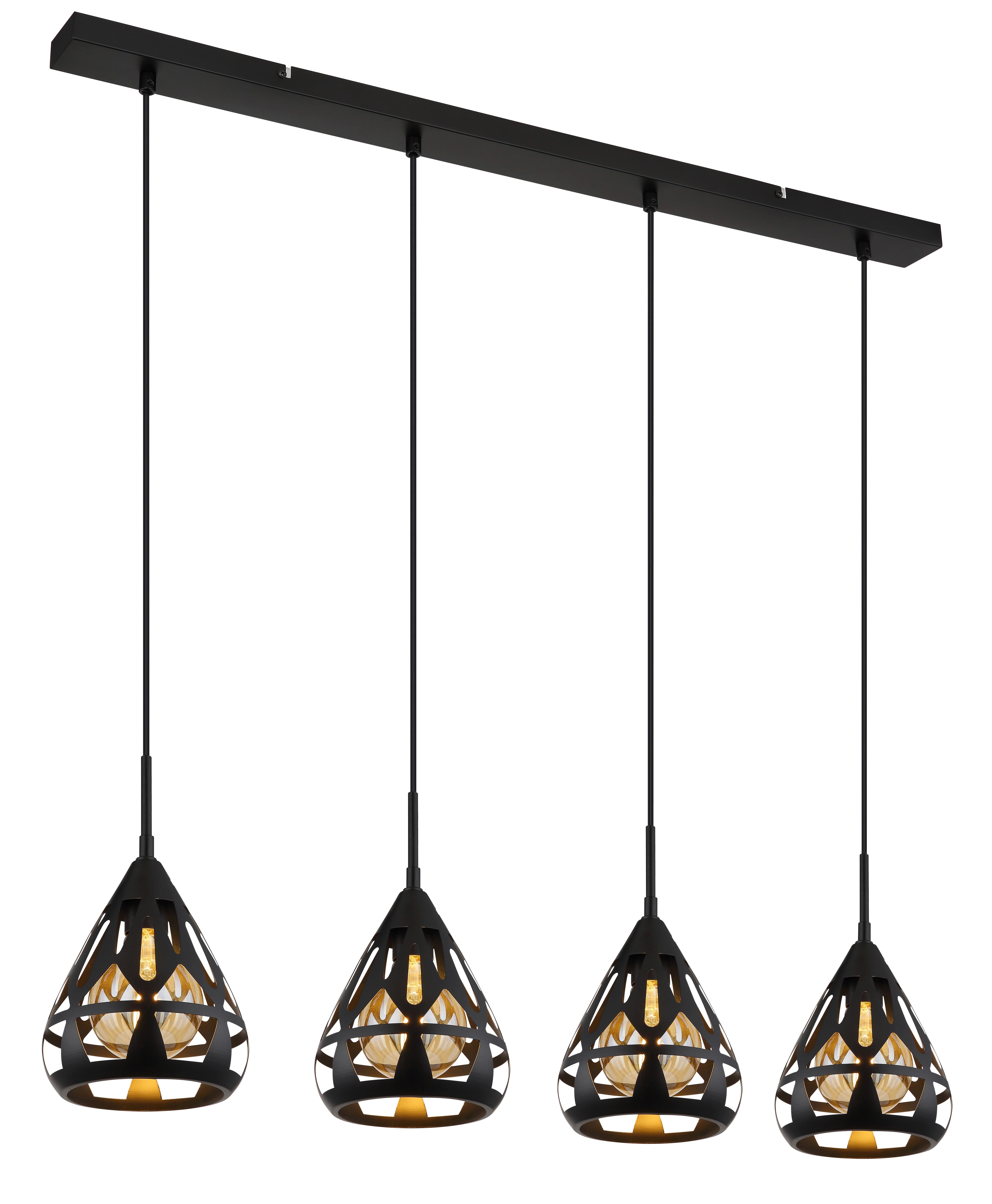 Hängeleuchte 15889-4h - Schwarz, Basics, Kunststoff/Metall (92/17/120cm) - Globo