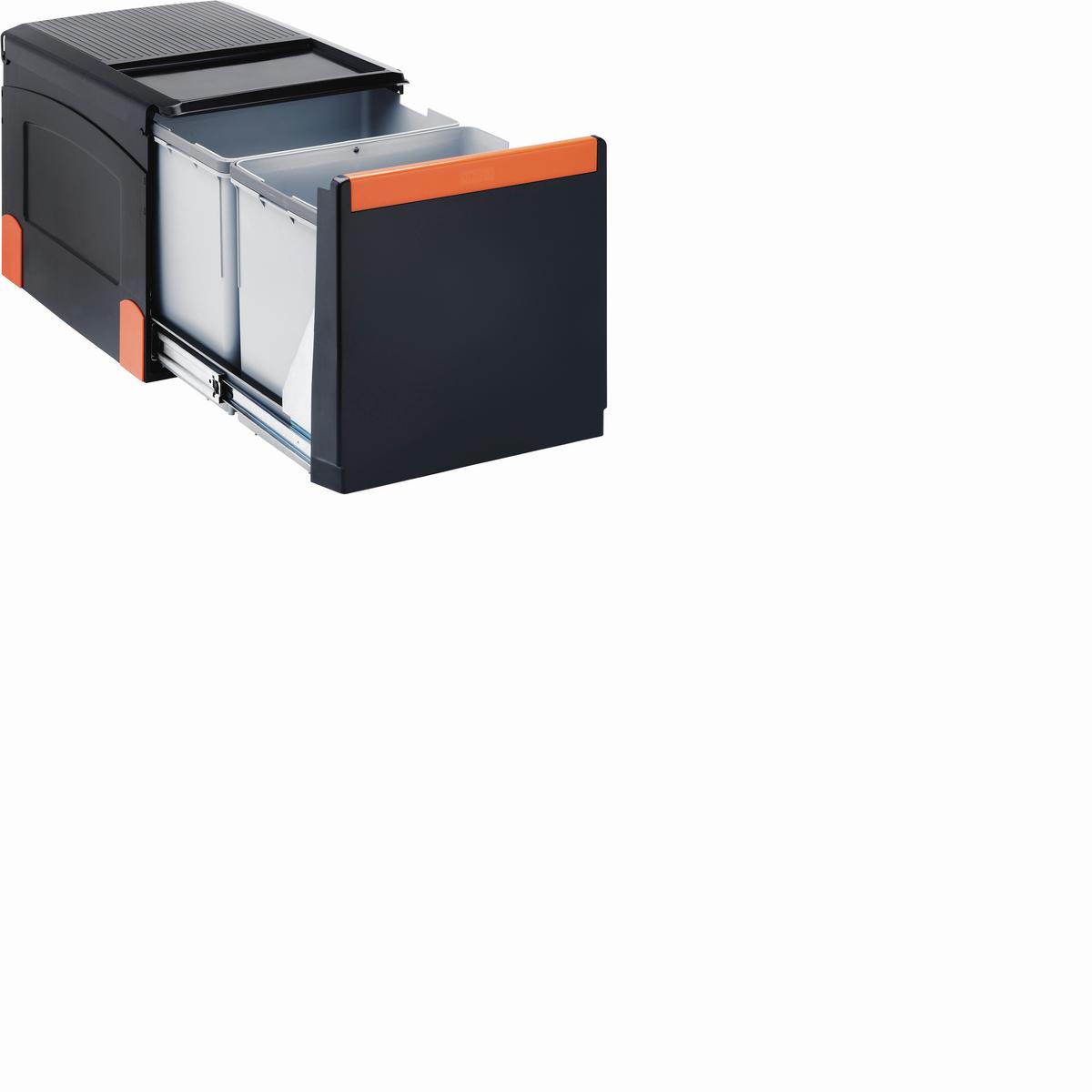Einbauabfallsammler Cube 40 - Schwarz/Grau, Basics, Kunststoff (33,5/34,8/40,7cm) - Franke