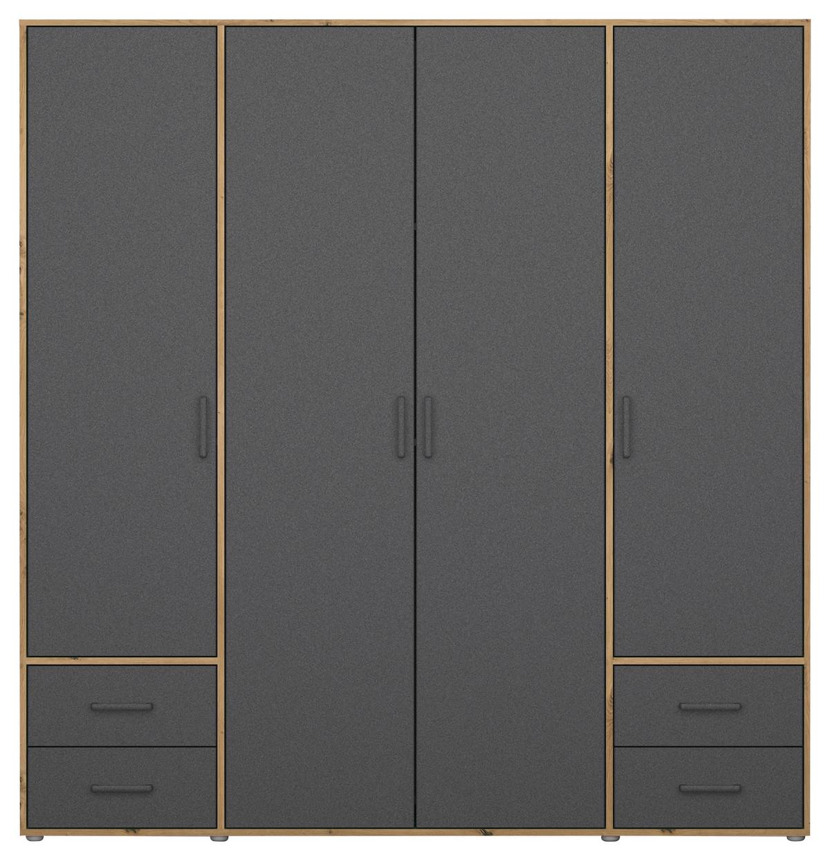 Drehtürenschrank Voyager Eiche Artisan,grau B: 187 cm - Eiche Artisan/Grau, MODERN, Holzwerkstoff (187/194/53cm) - Rauch Möbel
