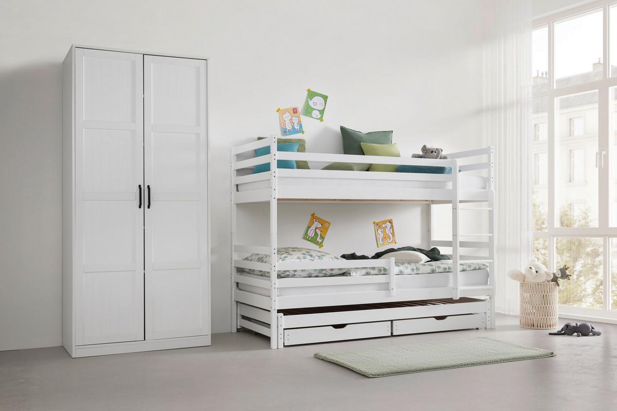 Poschodová posteľ MILA 90x200 cm, borovica, biela - biela/farba brezy, drevo (90/200cm) - Mömax