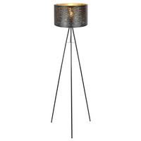 Stehlampe Tunno Schwarz/Gold, Dreibeinig - Goldfarben/Schwarz, Design, Kunststoff/Metall (69/153cm) - Globo