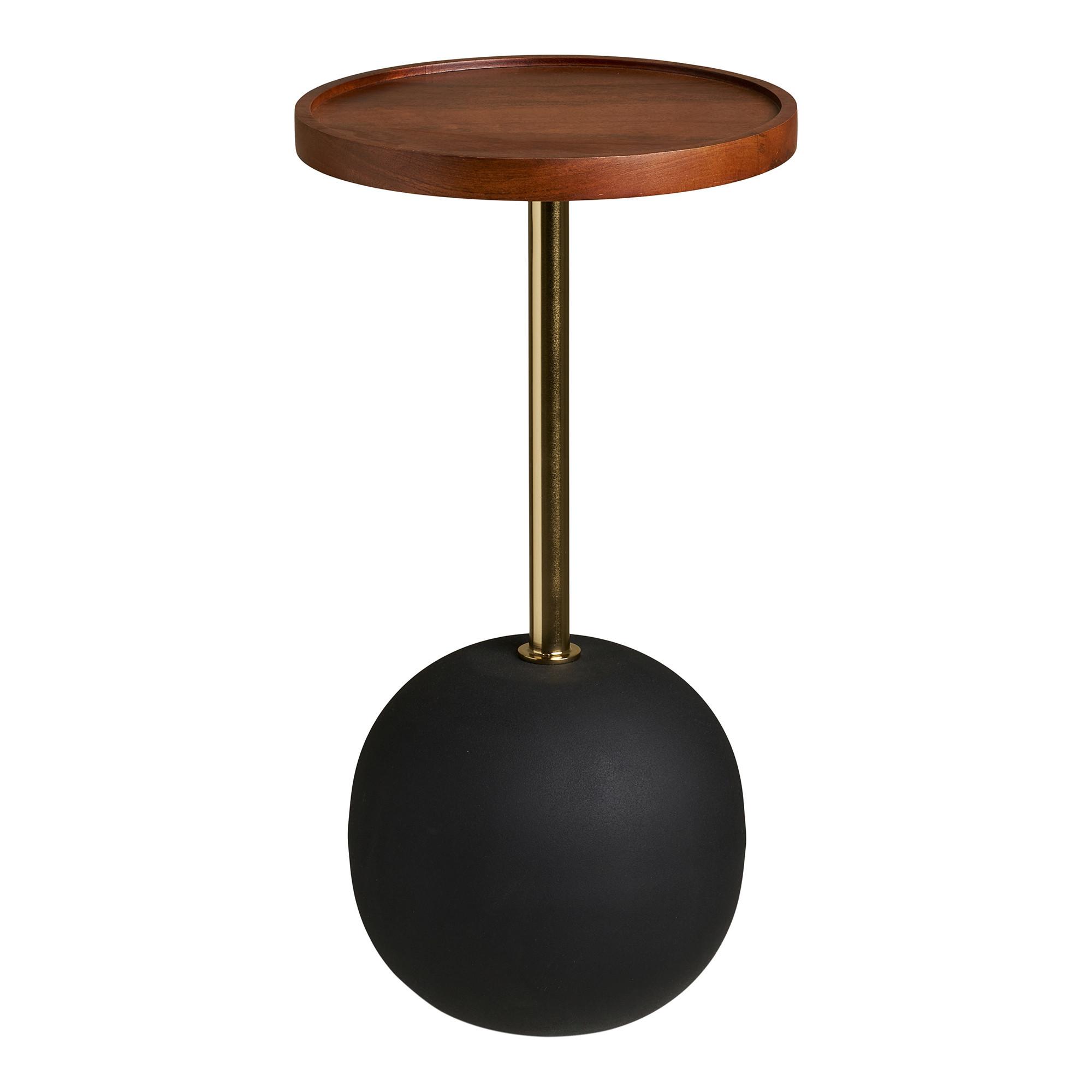 Beistelltisch Sirone Brau B: 30cm - Schwarz/Braun, Design, Holz/Metall (30/30/56cm) - MID.YOU