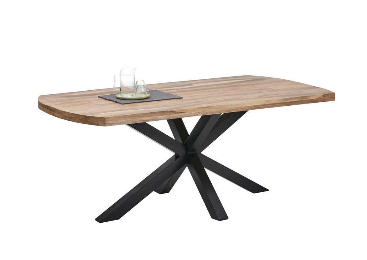 Esstisch Veneti 200x77x100cm Mangoholz/schwarz - Schwarz, MODERN, Holz/Metall (200/77/100cm) - MID.YOU