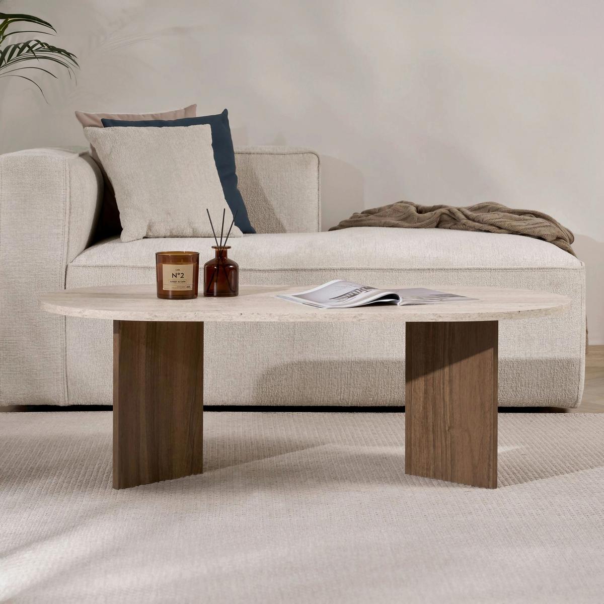 Couchtisch Sable Elfenbein/ Walnussfarben B: 119cm - Elfenbein/Walnussfarben, Design, Holzwerkstoff (119/40/60cm) - MID.YOU