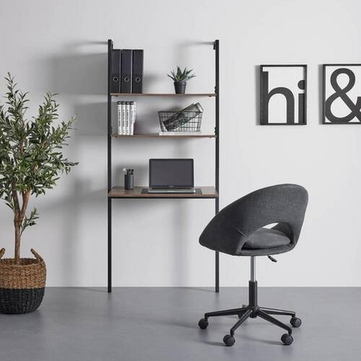 Písací stôl MAJA dekor orech - čierna/farba orecha, Modern, kov (80/50/180cm) - Bessagi Home