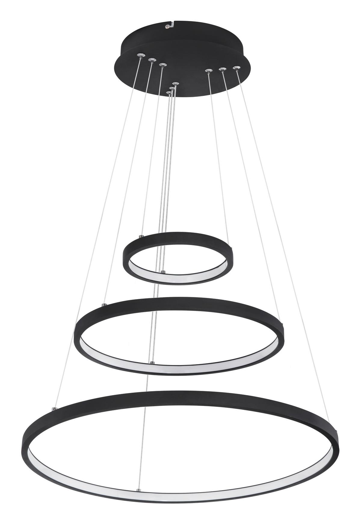 Hängeleuchte Ralph H: 120 cm 1-Flammig, Memory-Funktion - Opal/Schwarz, Basics, Kunststoff/Metall (51/120cm) - Globo