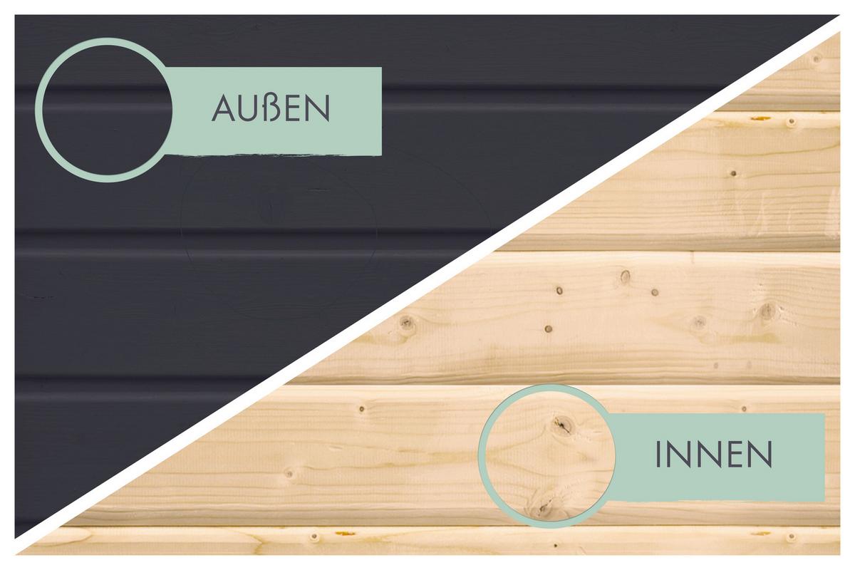 Gartenhaus Gais 2 mit Anbaudach und Fußboden - Anthrazit, MODERN, Holz/Metall (209/208/213cm)