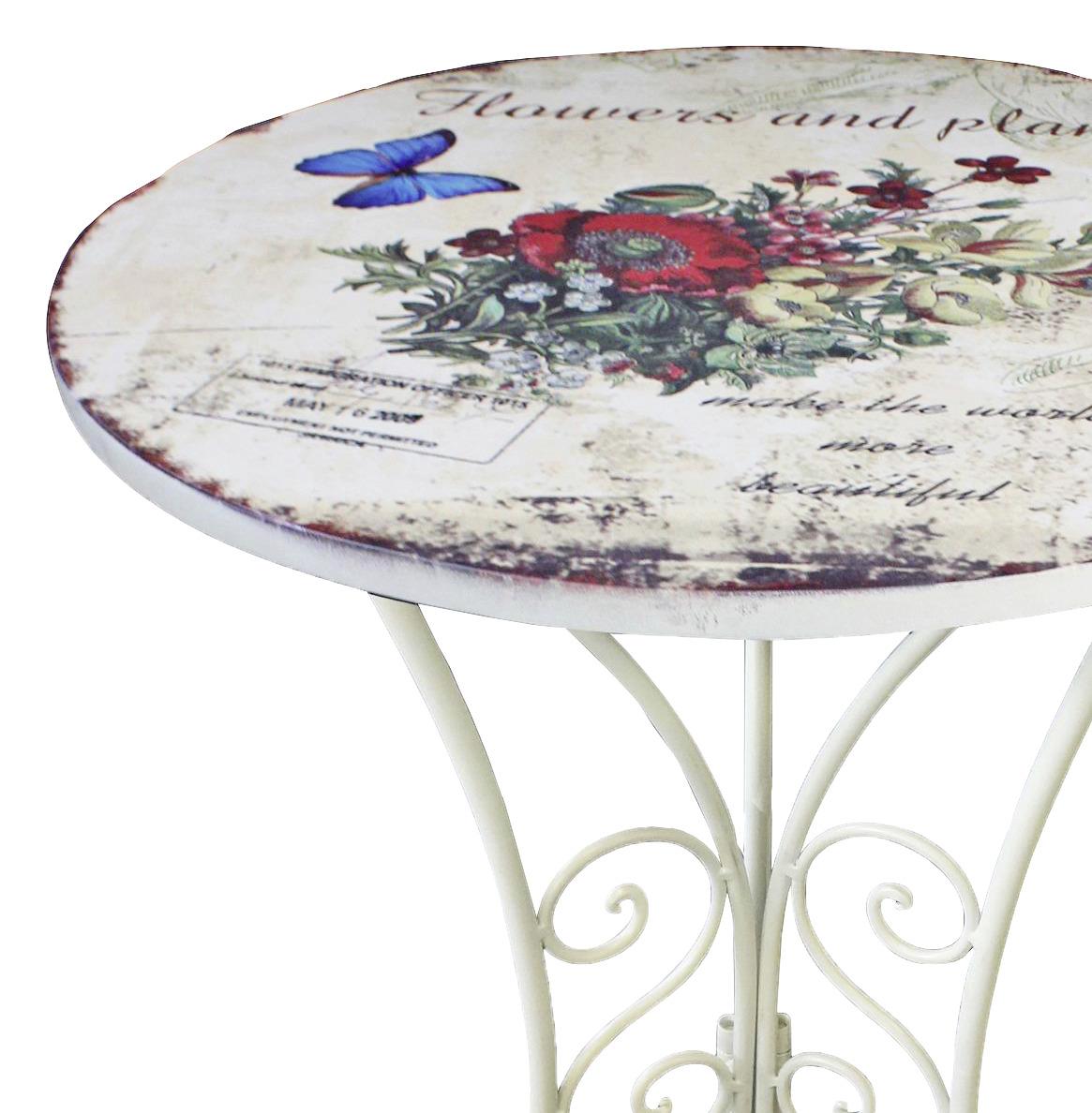 Gartenbeistelltisch mit floralem Motiv