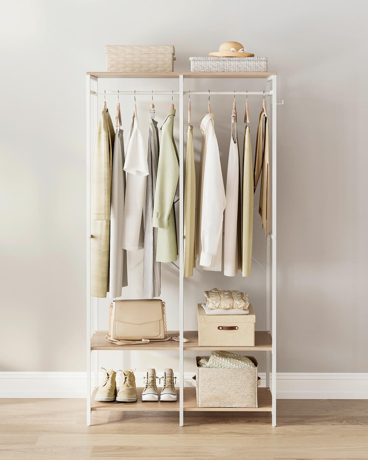 Kleiderschrank Weiß, Eiche Bianco D. B:94,5cm - Eiche Bianco/Weiß, Basics, Holzwerkstoff/Metall (94,5/180/40cm)