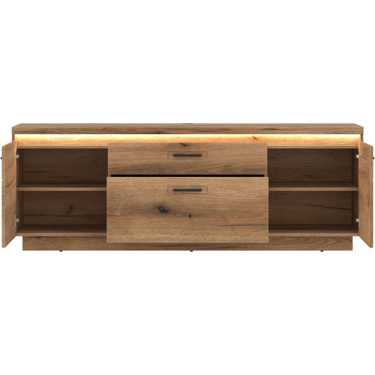 TV-ELEMENT Molina Eiche Dekor B: 180cm - Eichefarben/Schwarz, Basics, Holzwerkstoff (180/64,4/44,6cm)