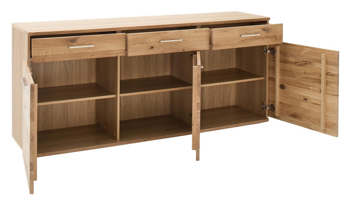 Sideboard Santori Eiche teilmassiv - Eichefarben/Schwarz, Design, Holz/Holzwerkstoff (180/78/44cm) - Livetastic