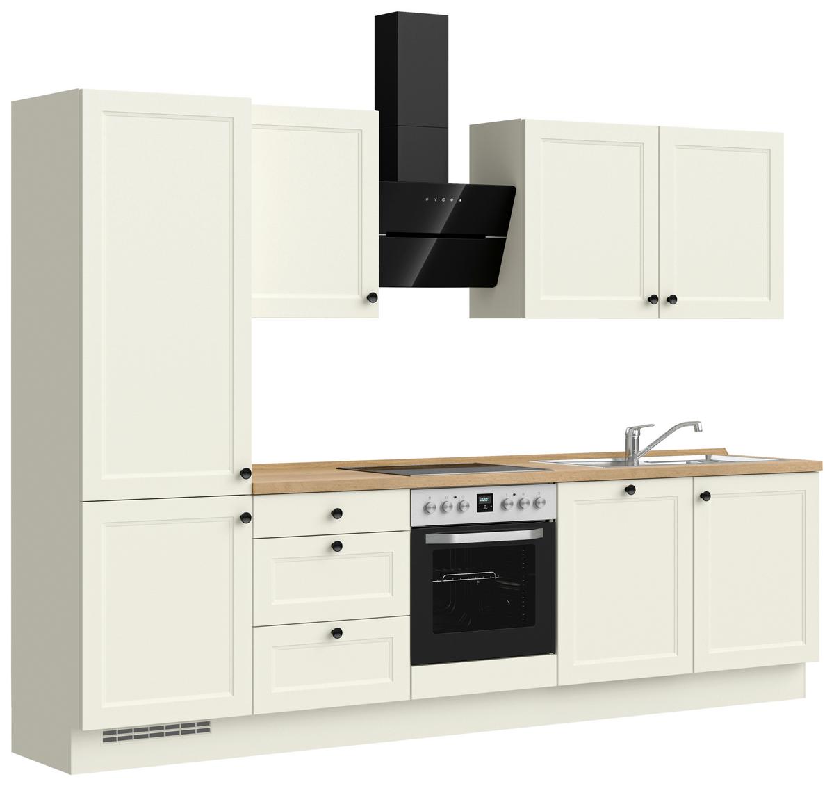 Kuchynská linka 300 cm, biela / dekor dub Sierra - čierna/biela, Modern, kov/kompozitné drevo (300cm) - Nobilia