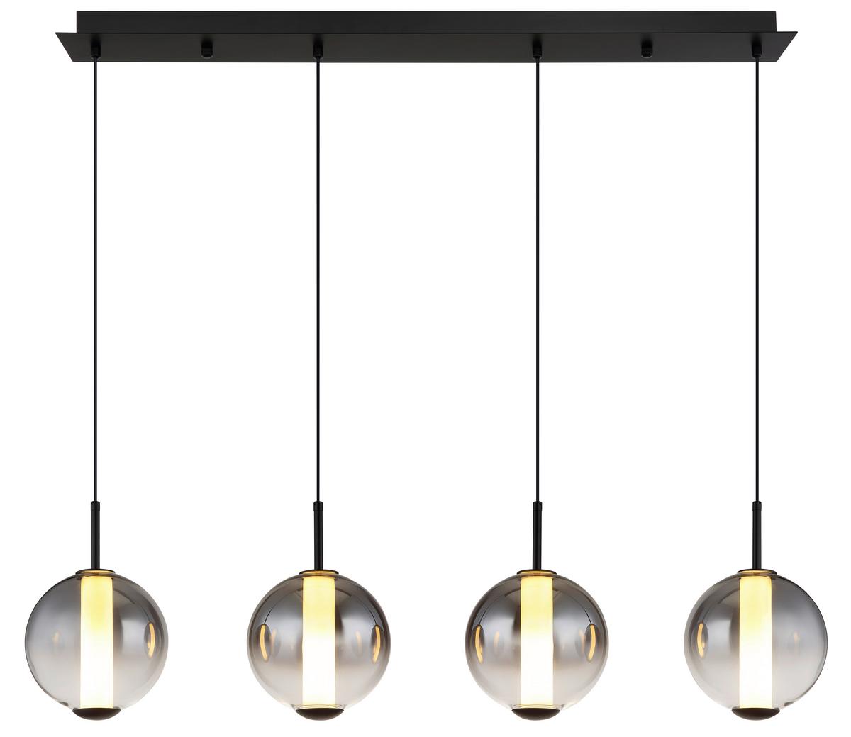 LED-Hängeleuchte Lacy Grau Schwarz Weiß L: 100 cm - Schwarz/Weiß, KONVENTIONELL, Glas/Kunststoff (100/18/120cm) - Globo