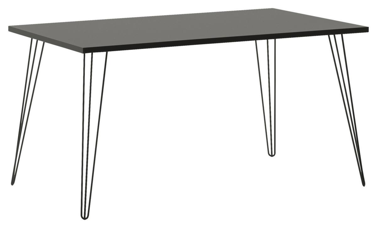 Schreibtisch Fynn Grau L: 140cm - Schwarz/Grau, Design, Holzwerkstoff/Metall (140/80/74cm) - MID.YOU