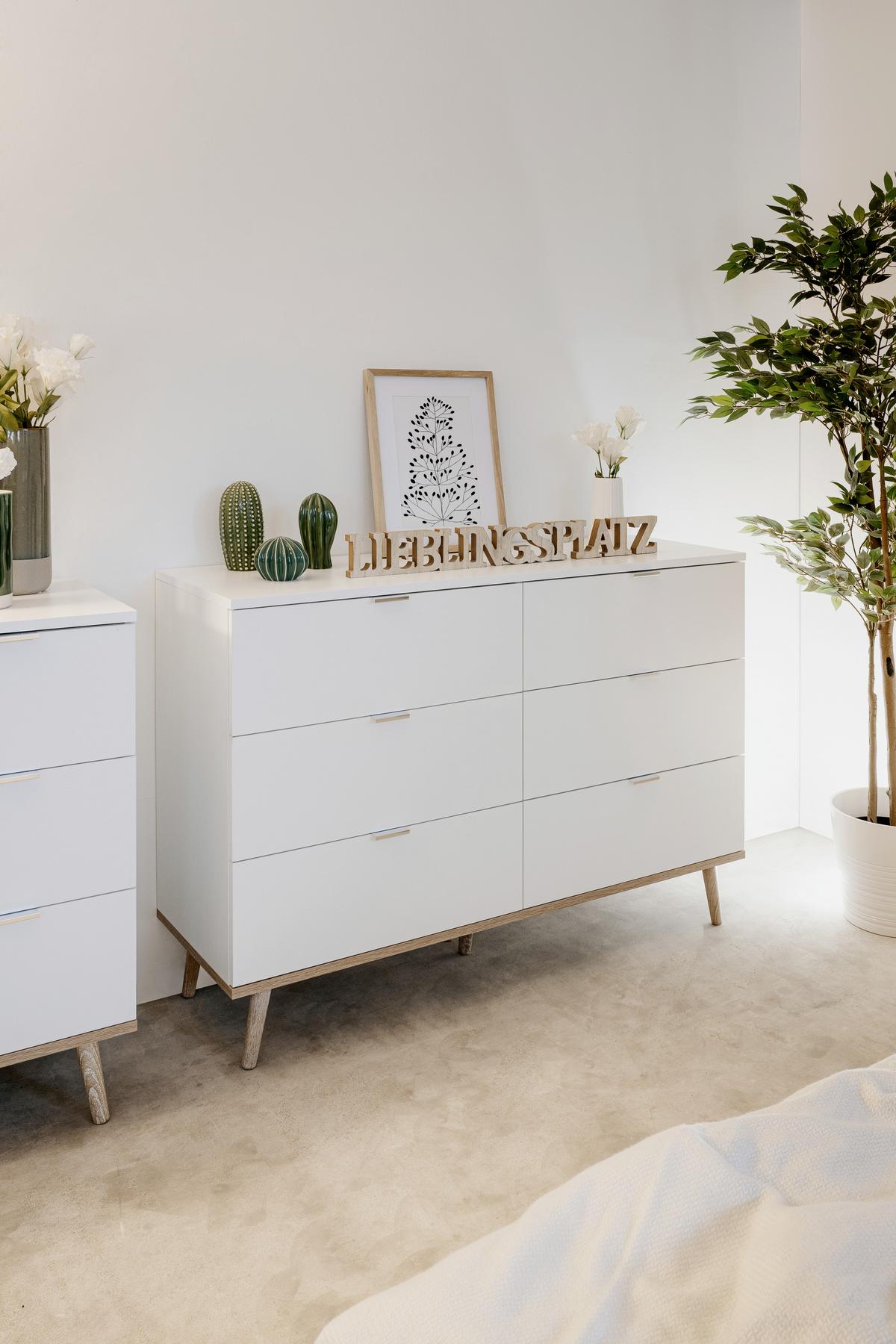 Kommode Göteborg Weiß/sonoma Eiche B: 120 Cm - Weiß/Sonoma Eiche, KONVENTIONELL, Holzwerkstoff (120/87/40cm) - MID.YOU