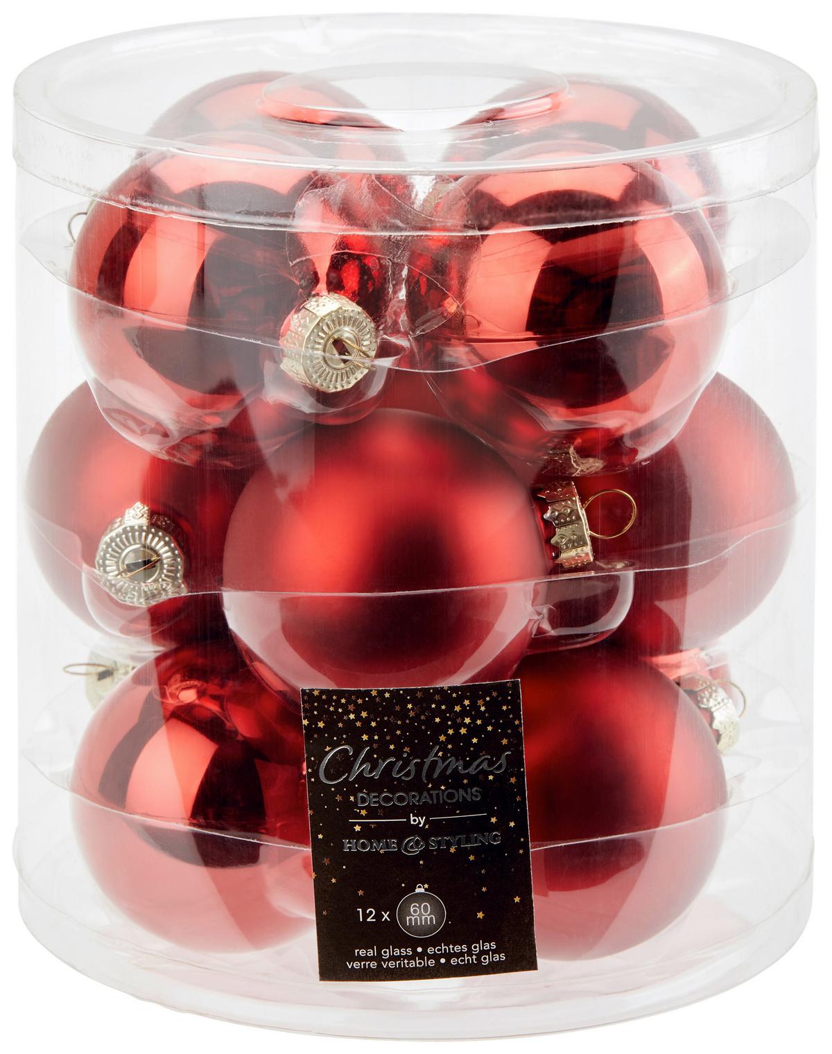 Christbaumkugel-set Leni - Rot, MODERN, Glas (15/18cm)