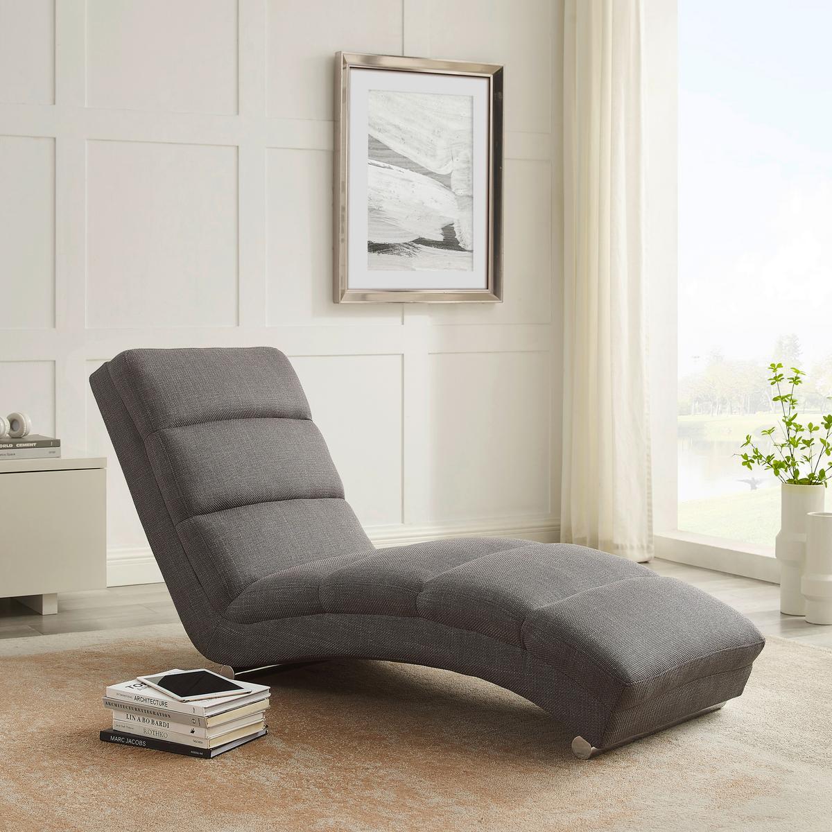 Relaxliege Chaiselongue, Grau B: 170 Cm - Chromfarben/Grau, MODERN, Textil (170/82/60cm) - Livetastic