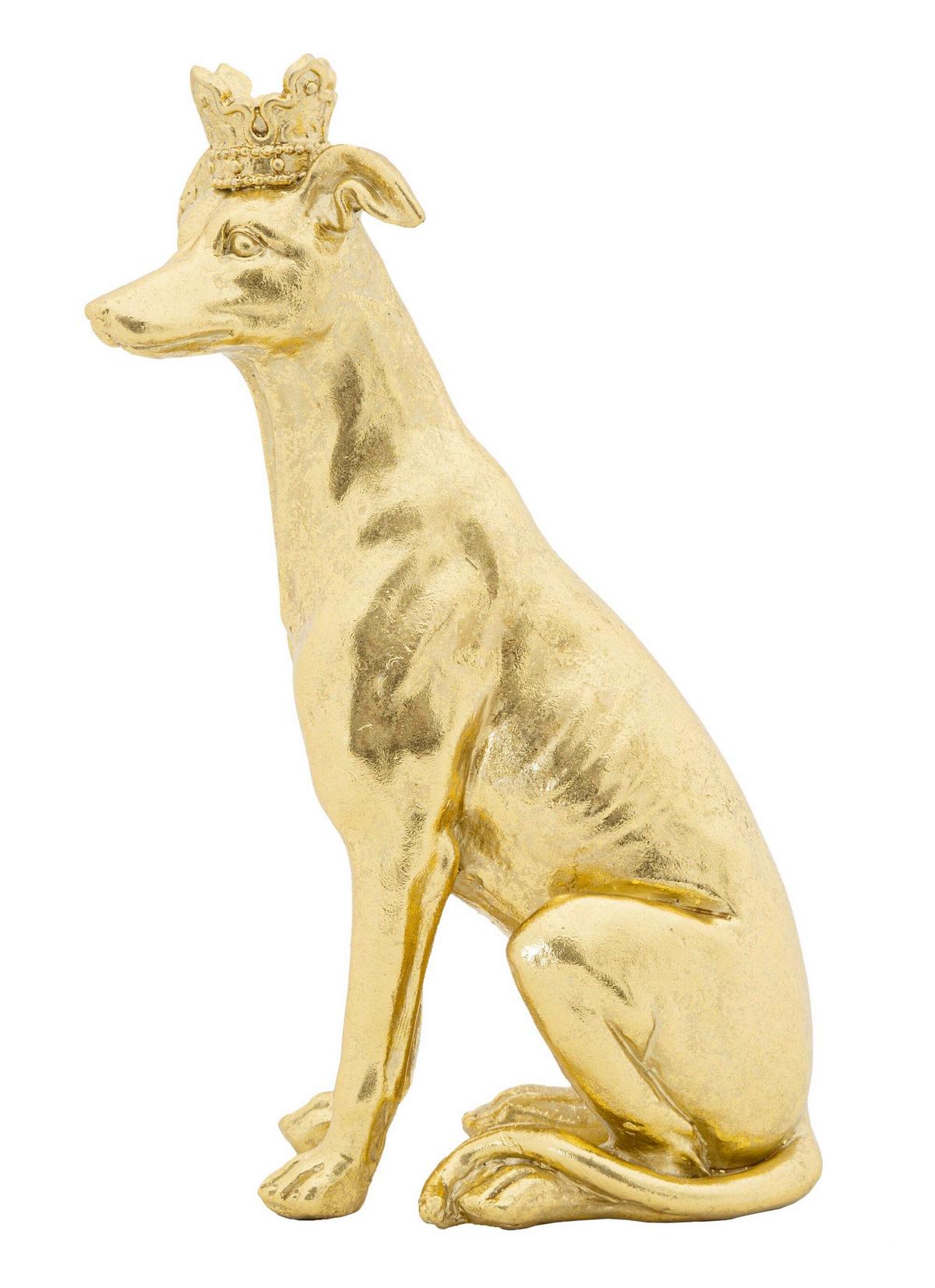 Skulptur Dog Gold Goldfarben, B: 20 cm - Goldfarben, Basics, Kunststoff (20/33/12.5cm)
