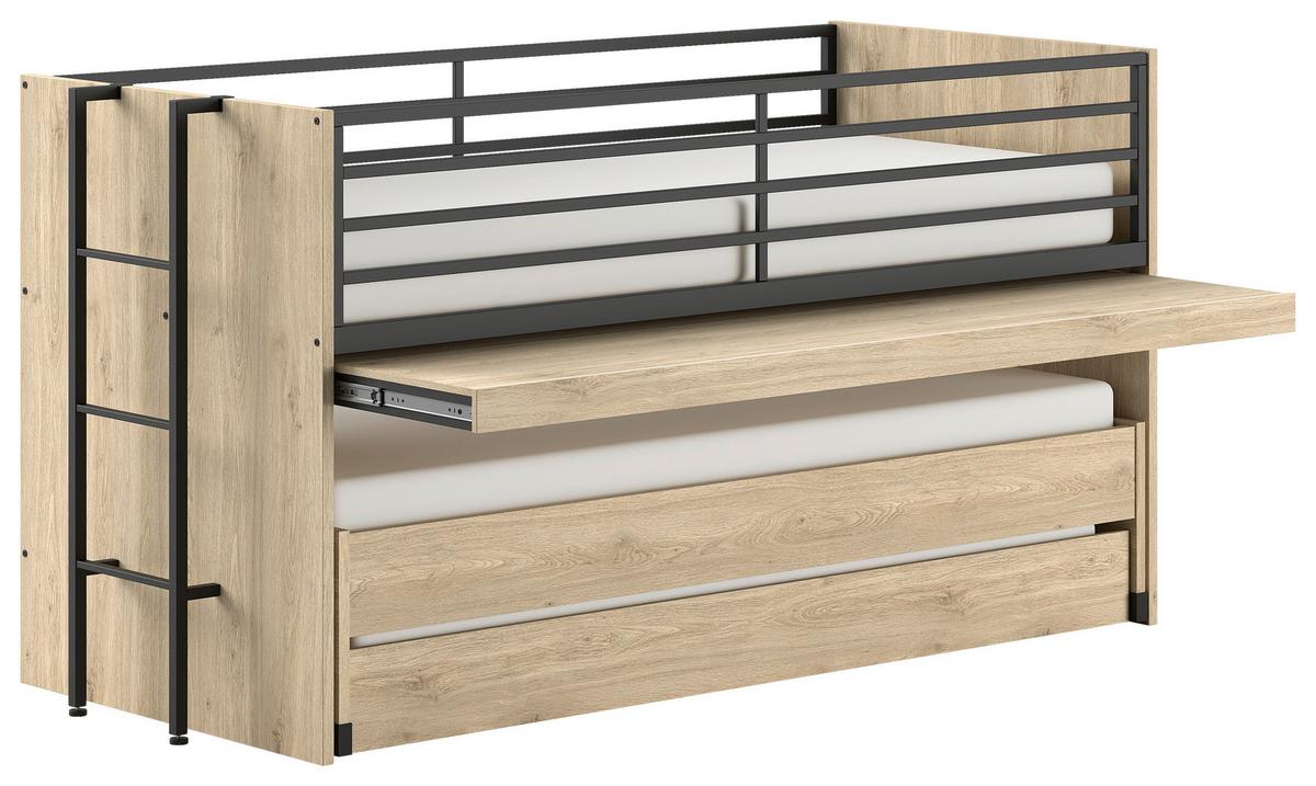 Hochbett Sam - Eichefarben, MODERN, Holzwerkstoff (90/200cm) - MID.YOU