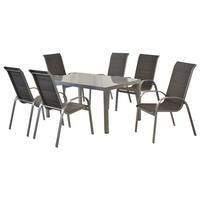 Gartengarnitur 7-Tlg Di Lusso aus Aluminium - Anthrazit/Silberfarben, MODERN, Textil/Metall - Gardenson