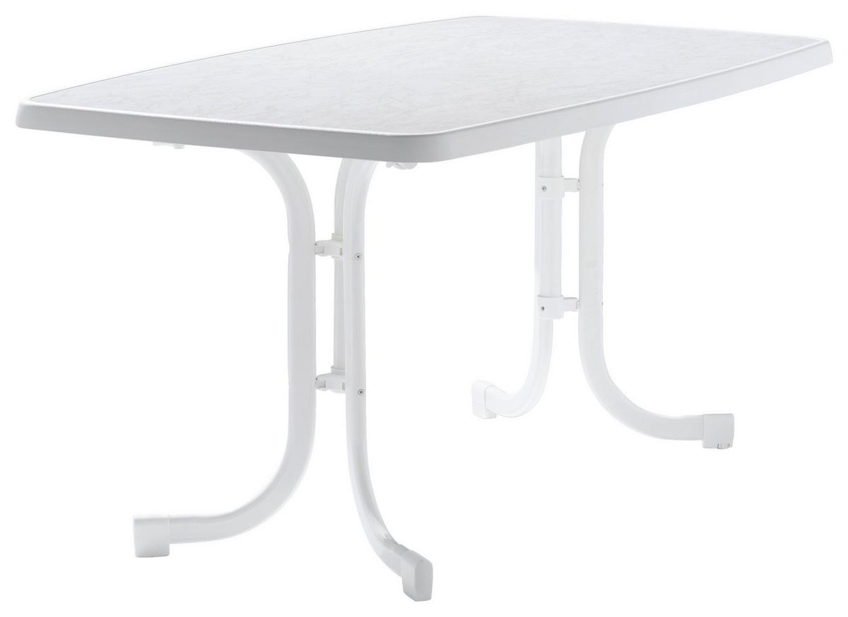Gartentisch Klappbar Stahl L: 150cm - Weiß, MODERN, Holzwerkstoff/Metall (150/90/72cm) - Sieger