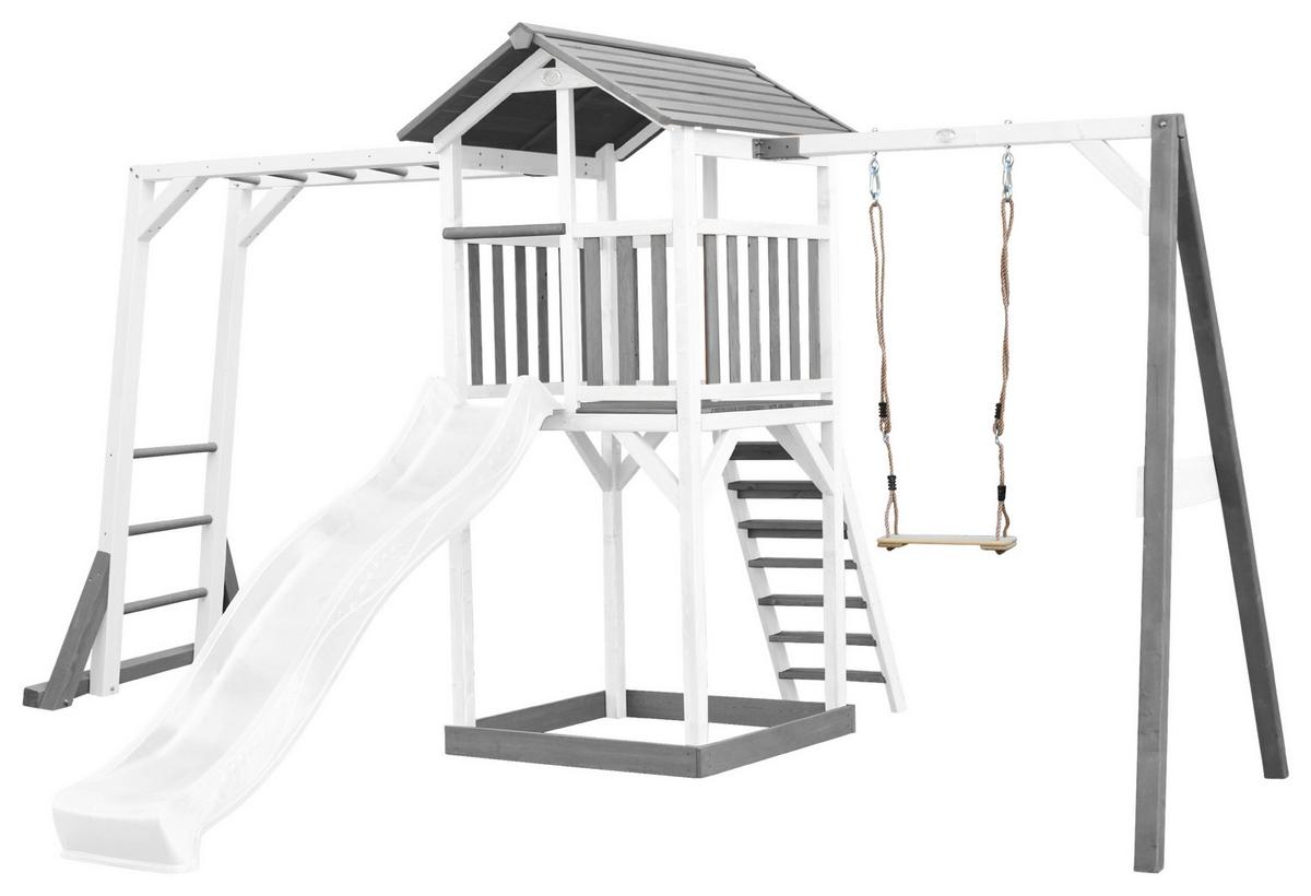 Spielturm A025.131.92 - Weiß/Grau, KONVENTIONELL, Holz/Kunststoff (446/241,9/349cm) - Ambia Garden