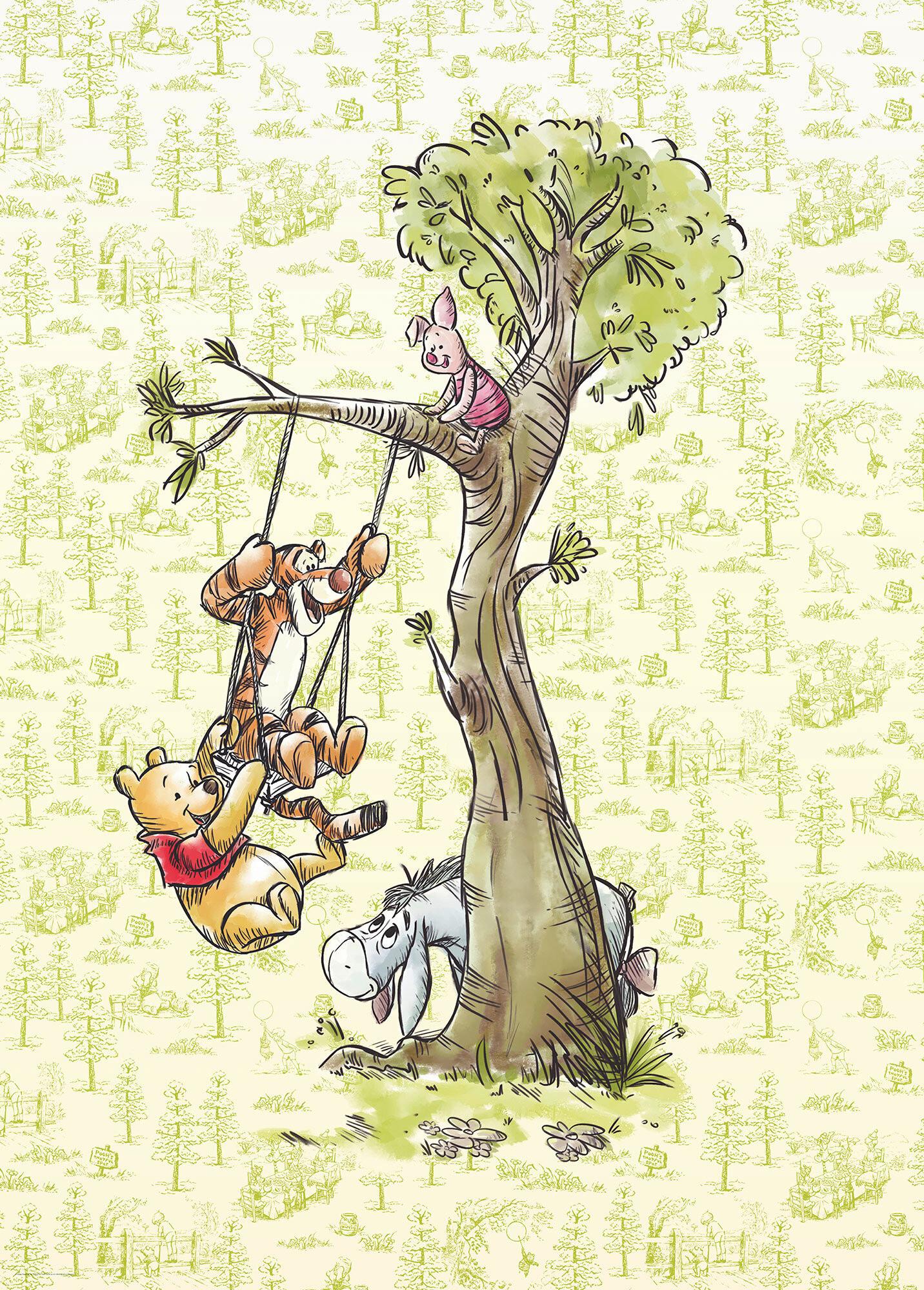 Fototapete Winnie The Pooh In The Wood - Gelb/Braun, Trend, Textil (200/280cm)