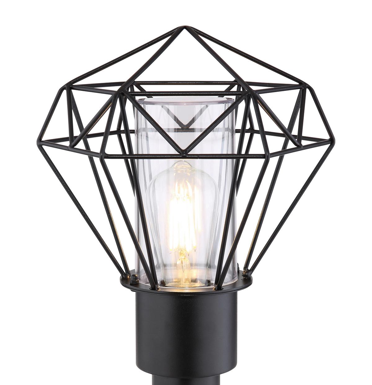 Außenleuchte + Bewegungsmelder Horace 15 Watt Edelstahl - Klar/Schwarz, Basics, Kunststoff/Metall (22,5/25,5/50cm) - Globo