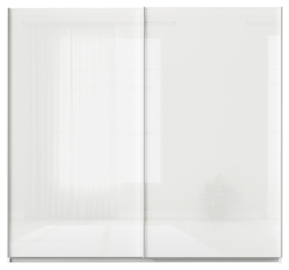 Schwebetürenschrank B: 225cm Feldkirch Weiß - Weiß Hochglanz/Weiß, MODERN, Glas/Holzwerkstoff (225/210/62cm)