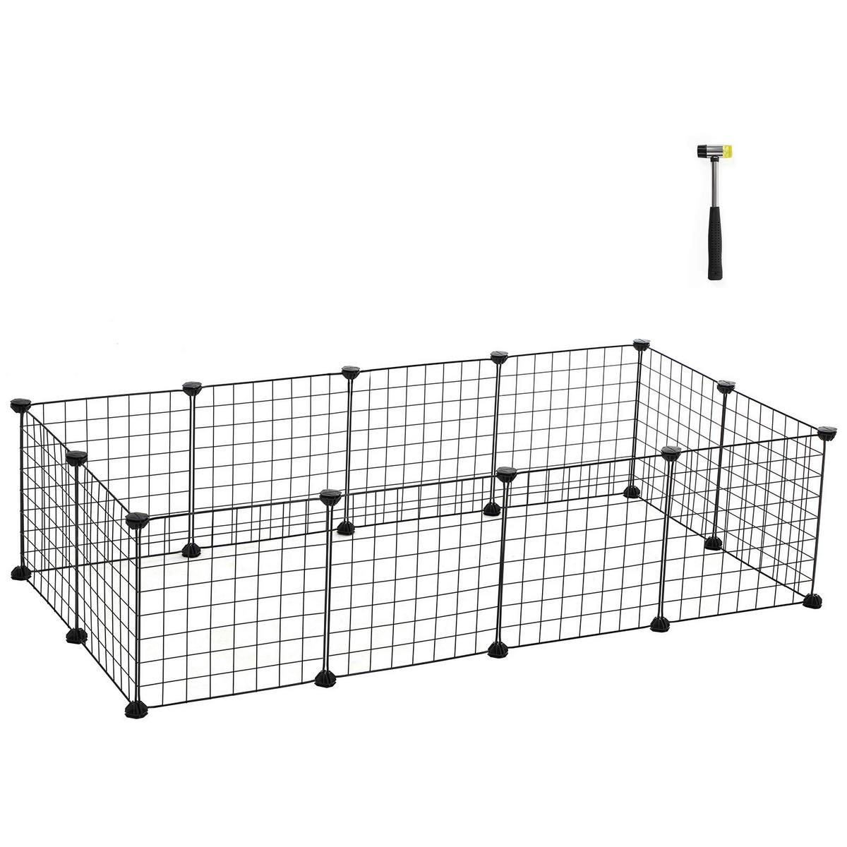 Heimtiergehege Schwarz B: 143 Cm - Schwarz, Basics, Kunststoff/Metall (143/46/73cm)