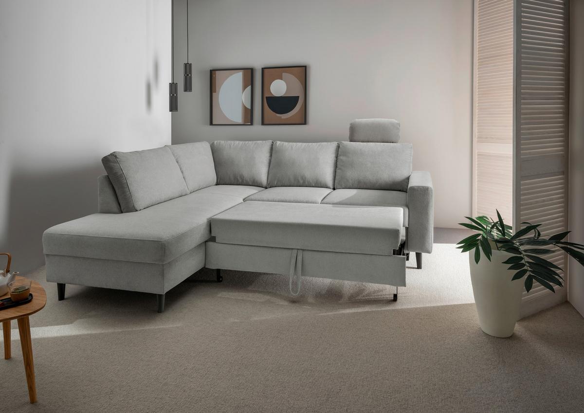 Eckschlafsofa Passione, Grau S: 200x242 Cm - Schwarz/Grau, MODERN, Textil (200/242cm) - Livetastic