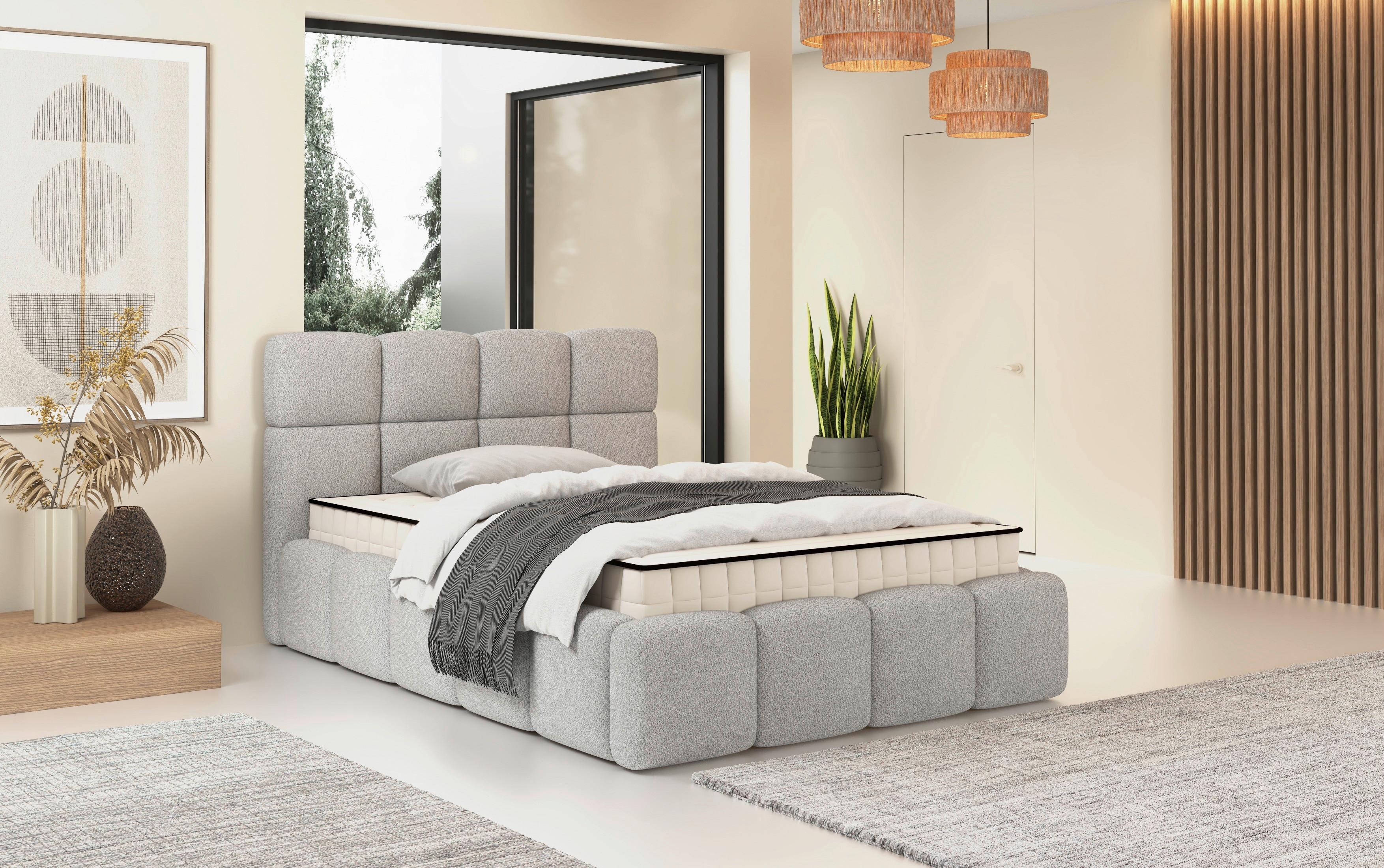 Polsterbett Cloudy Silberfarben, Lf: 120x200 cm - Silberfarben, Trend, Holz/Holzwerkstoff (120/200cm) - Luca Bessoni