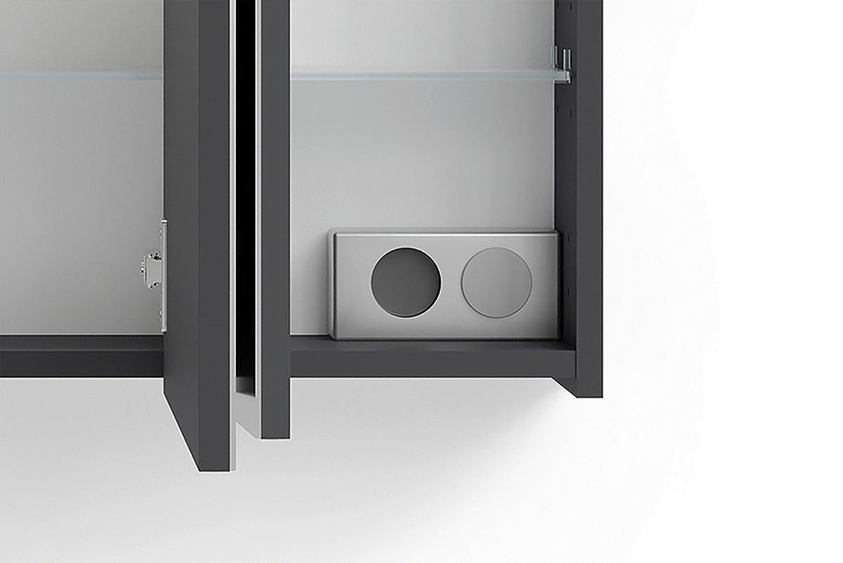 Spiegelschrank Spree Anthrazit B: 90 cm - Anthrazit, MODERN, Glas/Holzwerkstoff (90/60/20cm) - MID.YOU