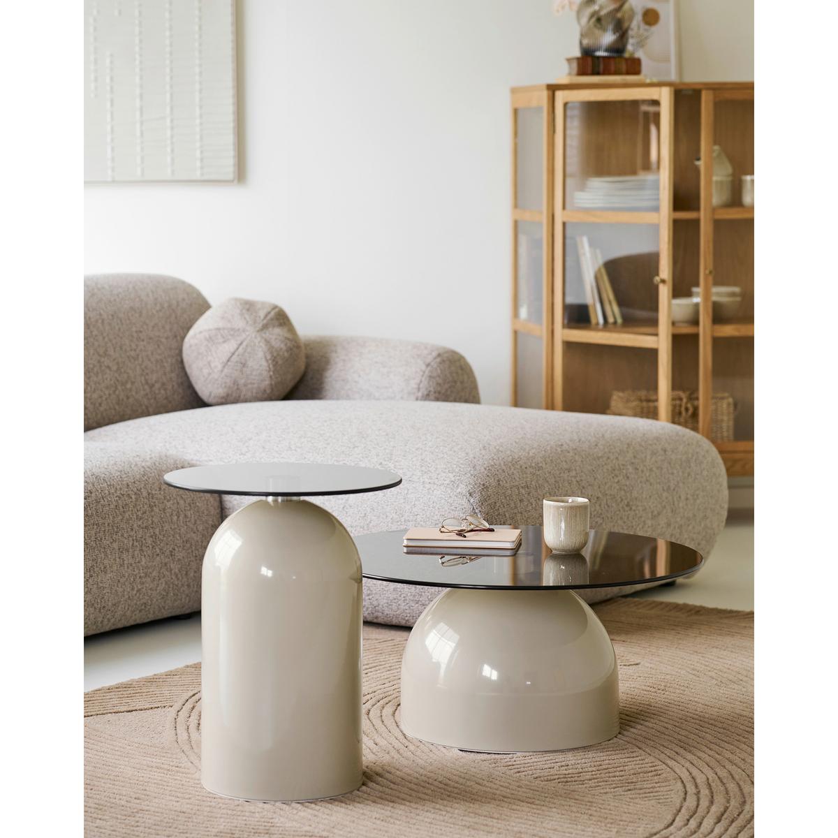 Beistelltisch Ravello Beige B: 40cm - Beige, Design, Glas/Metall (40/40/52cm) - MID.YOU