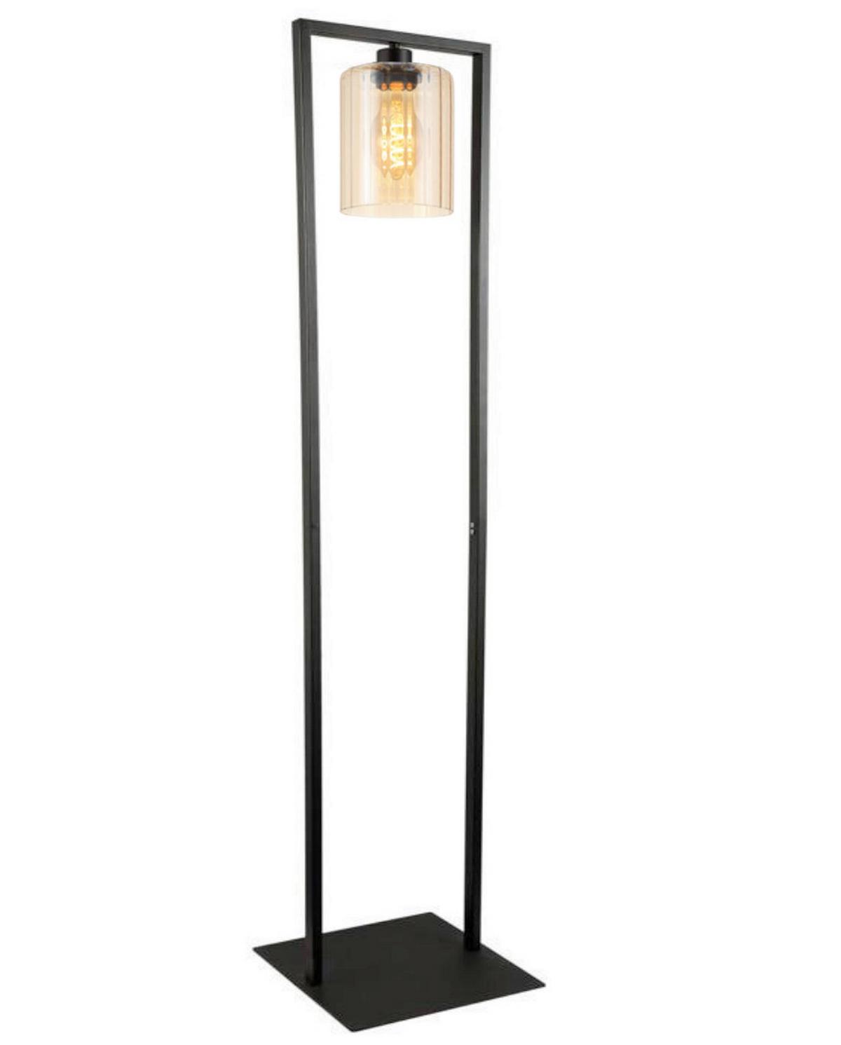 Stehleuchte Ambi - Bernsteinfarben/Schwarz, MODERN, Glas/Metall (30/140cm)