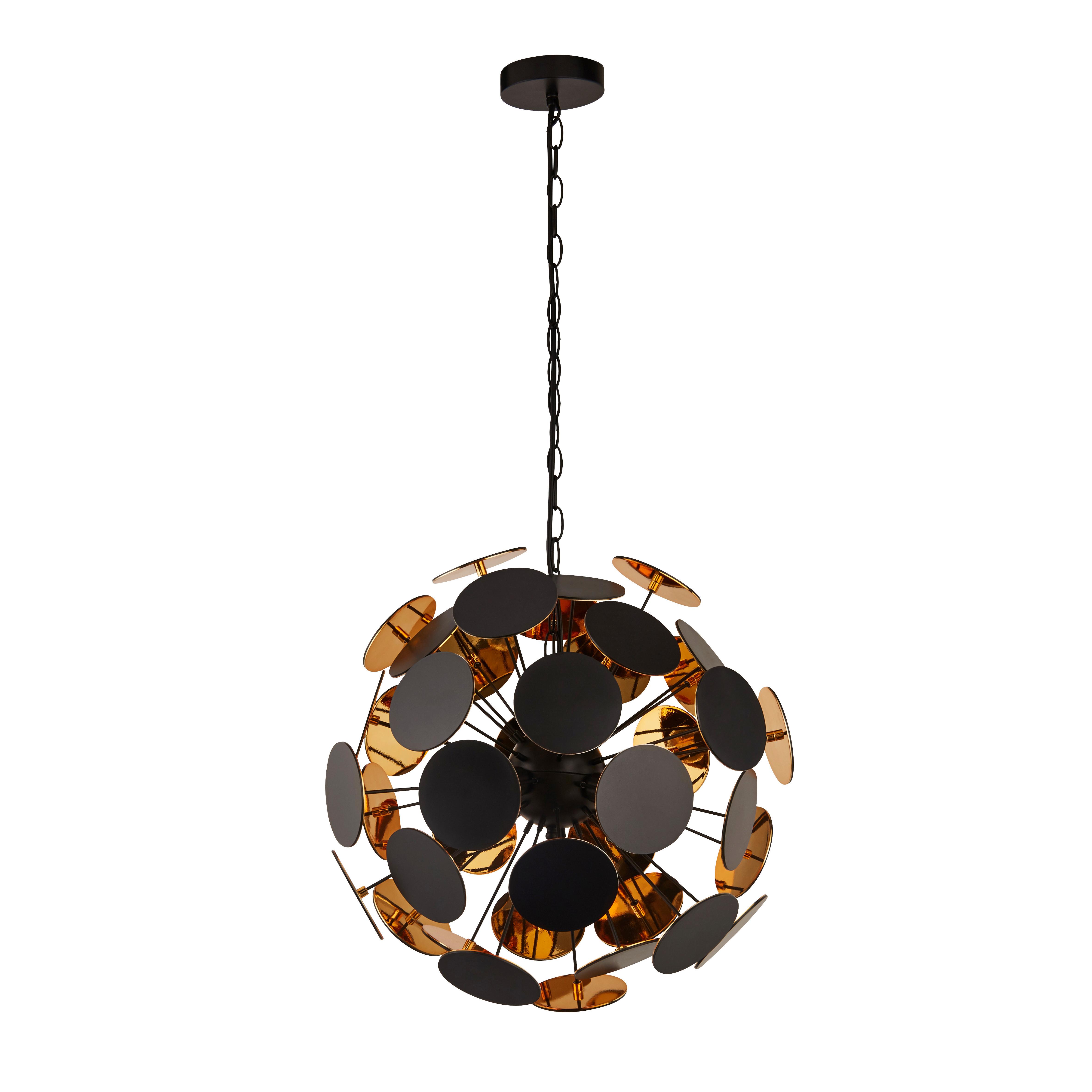 Hängeleuchte Discus H: 135 cm, 4-Flammig, höhenverstellbar - Goldfarben/Schwarz, Design, Metall (47/135cm)