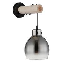 Wandleuchte 15628w - Schwarz/Naturfarben, Natur, Glas/Holz (15/24/33cm) - Globo