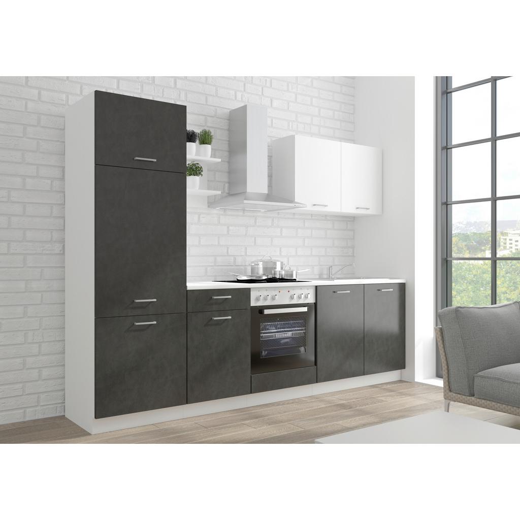 Küchenzeile Promo ohne Geräte 270 cm Weiß/Graphitfarben