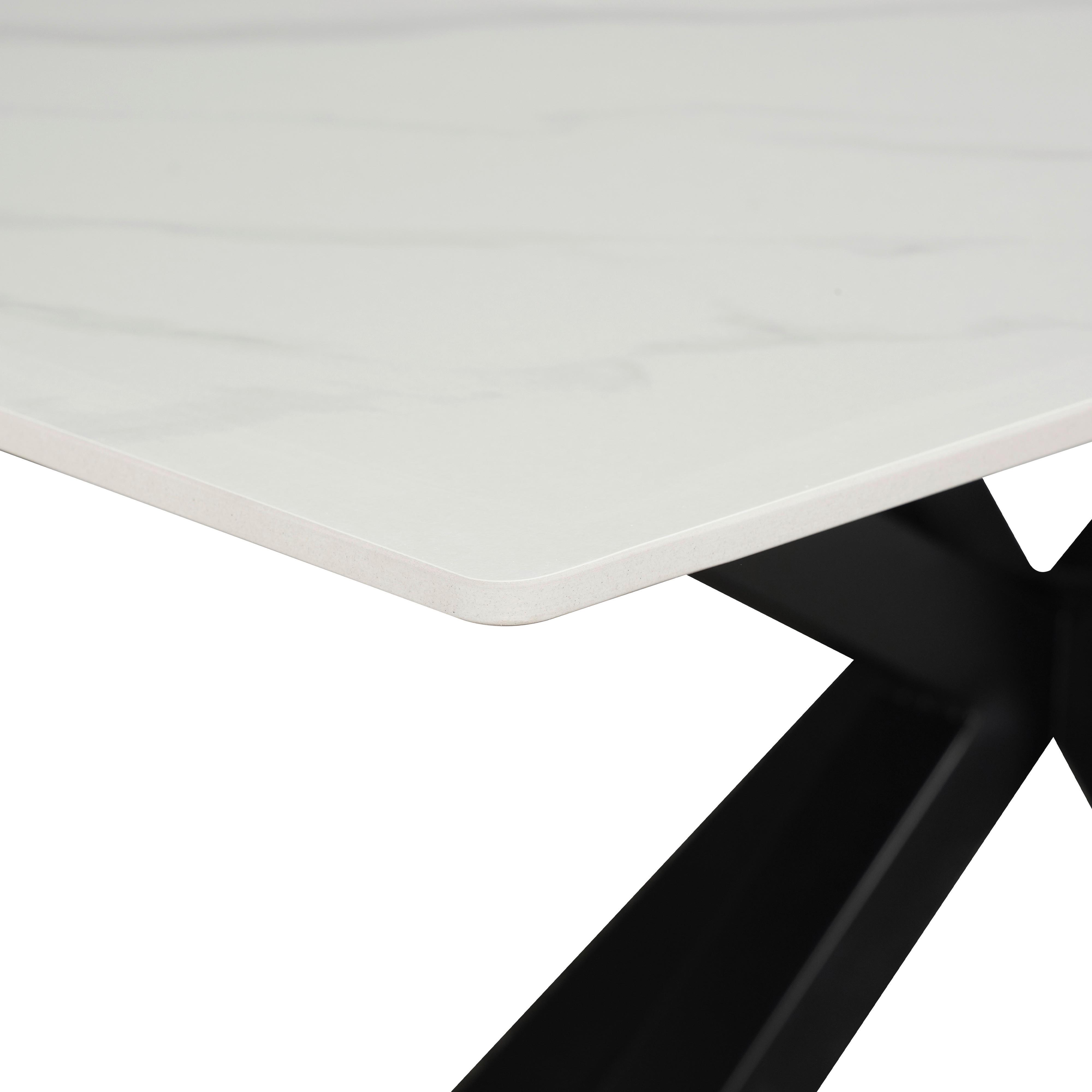 Esstisch Romana 160x76x90 cm Schwarz/Weiß - Schwarz/Weiß, MODERN, Keramik/Metall (160/90/76cm) - MID.YOU