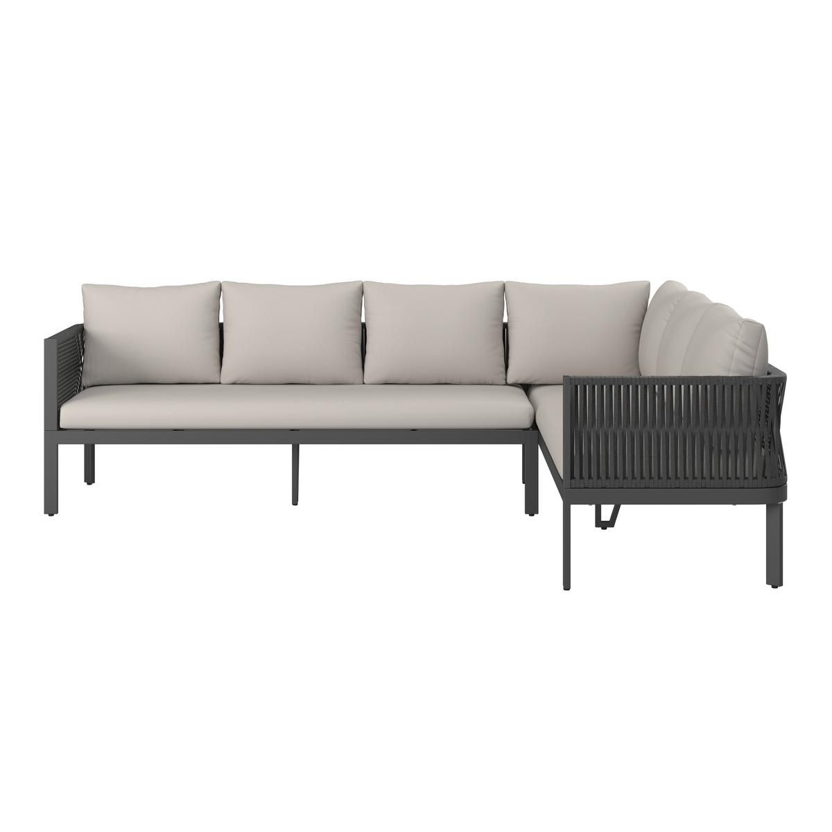 JÍDELNÍ TERASOVÁ SOUPRAVA SELENA - černá/světle šedá, Moderní, kov/textil (258/66/72cm) - Bessagi Garden