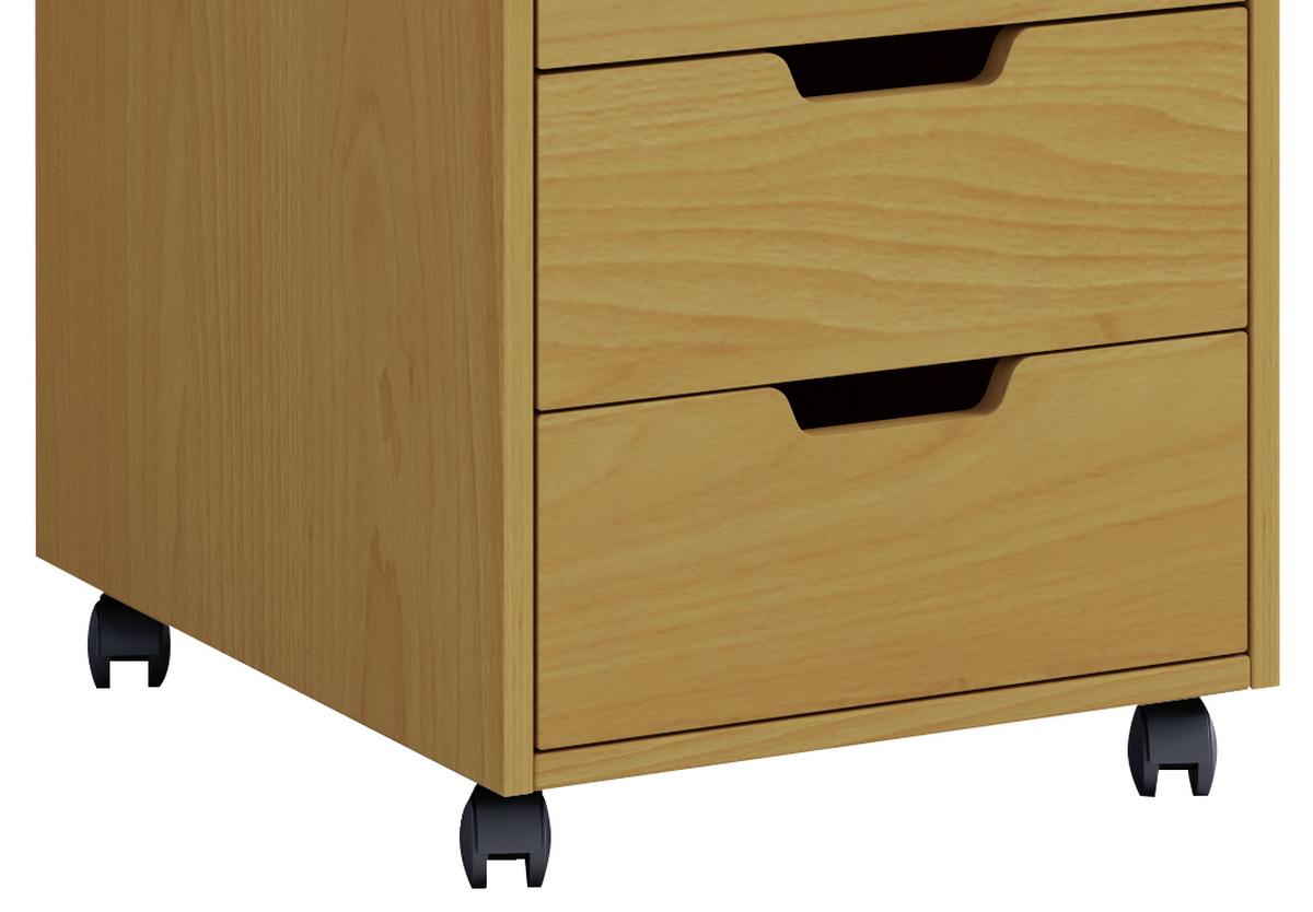 Rollcontainer Buche Dekor Konal Maxi 40x74x50 cm - Buchefarben, KONVENTIONELL, Holzwerkstoff/Kunststoff (40/74/50cm) - MID.YOU