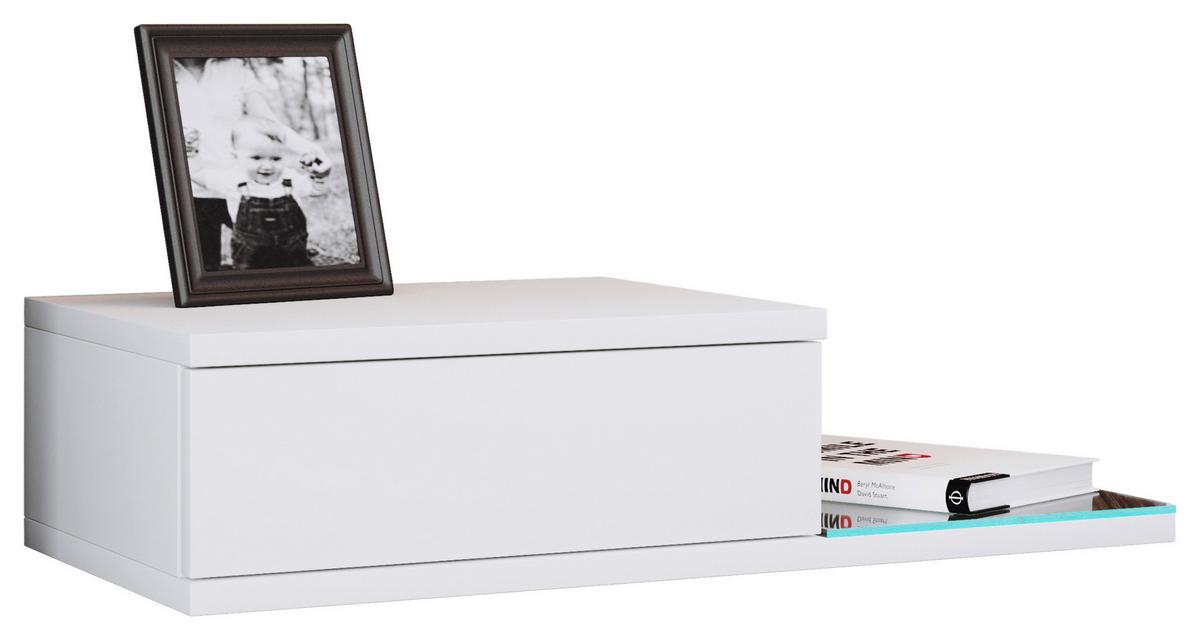 Nachkästchen Weiß H: 15 cm Konsila L - Weiß, MODERN, Glas/Holzwerkstoff (65/15/30cm) - MID.YOU